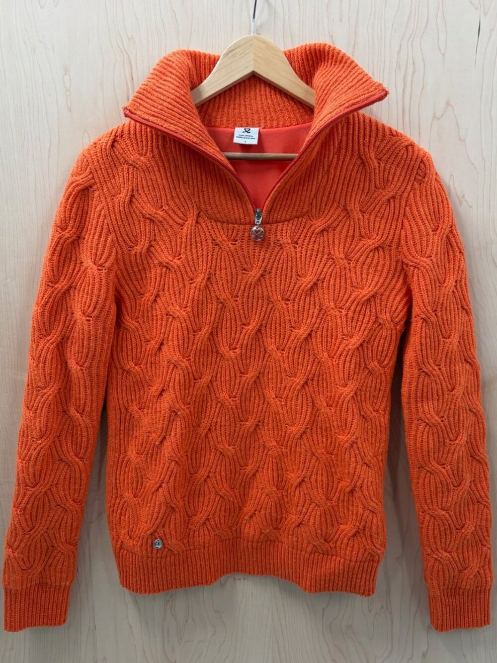Swedish Daily Sports S Orange Golf Sweater Soft Wool Blend Lined made in Sweden